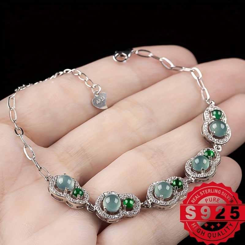 925 Silver Natural Stone Ice Two Bracelet DIY Jewelry